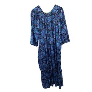 Lizzie B by The Young and Restofus Blue & Black Paisley Silkey Night Dress Mumu